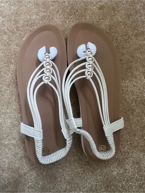 Women’s White Strappy Sandals —size EU 42 US 10